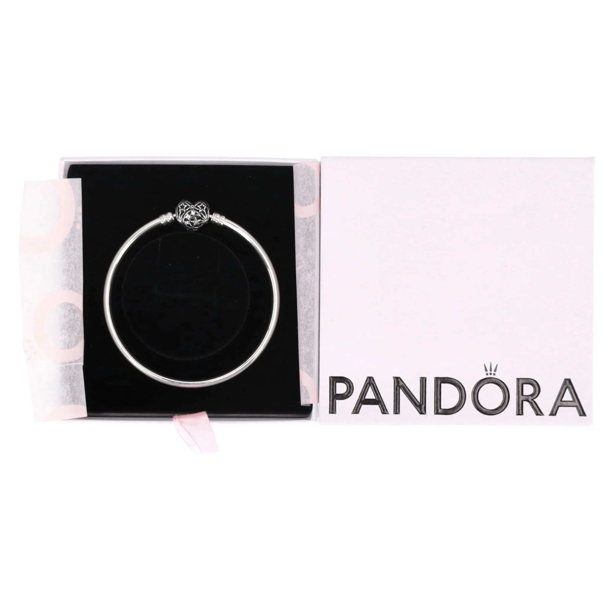 Pandora Sterling Silver Celestial Heart Clasp Bangle