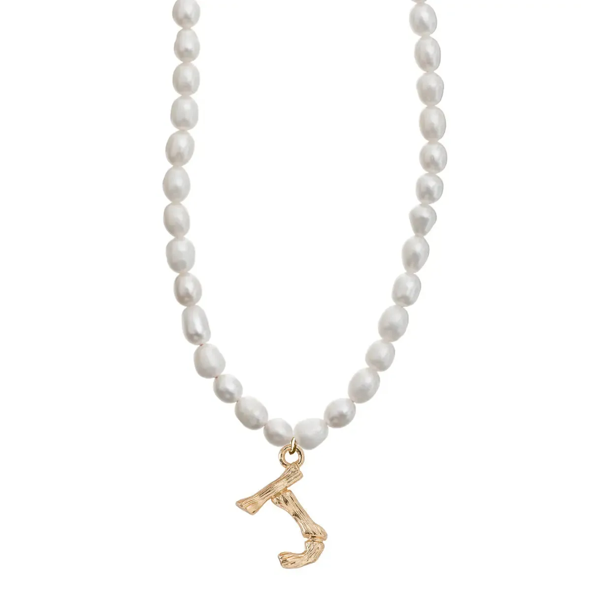 Pearl and Bamboo Letter Necklace