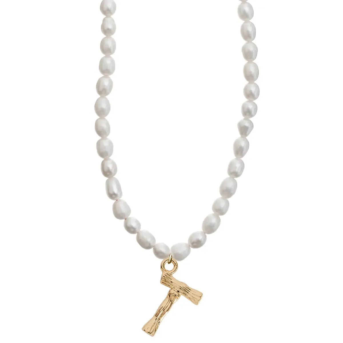 Pearl and Bamboo Letter Necklace