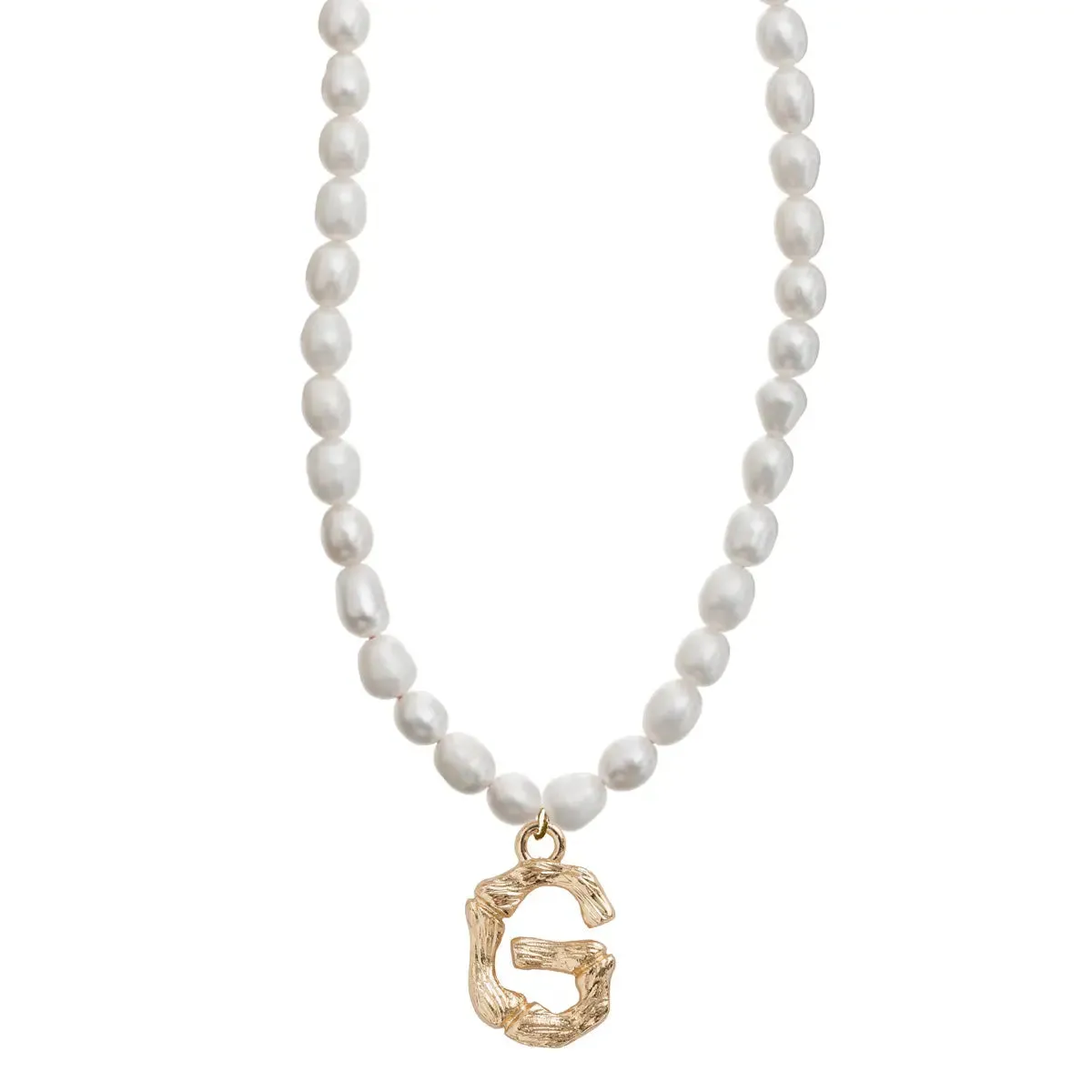 Pearl and Bamboo Letter Necklace