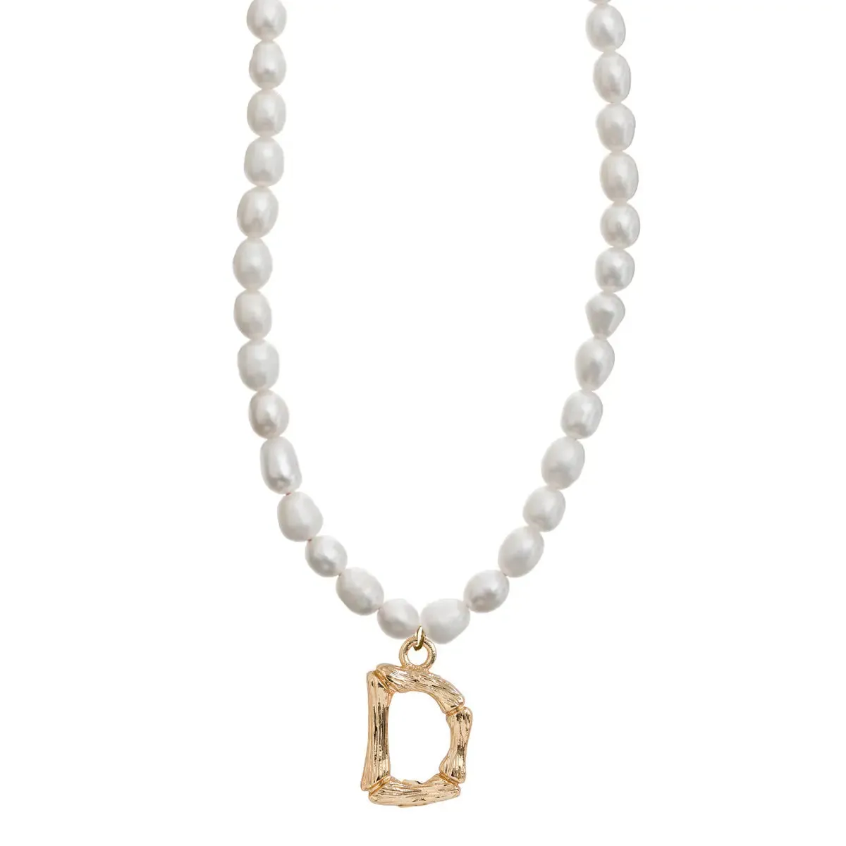 Pearl and Bamboo Letter Necklace