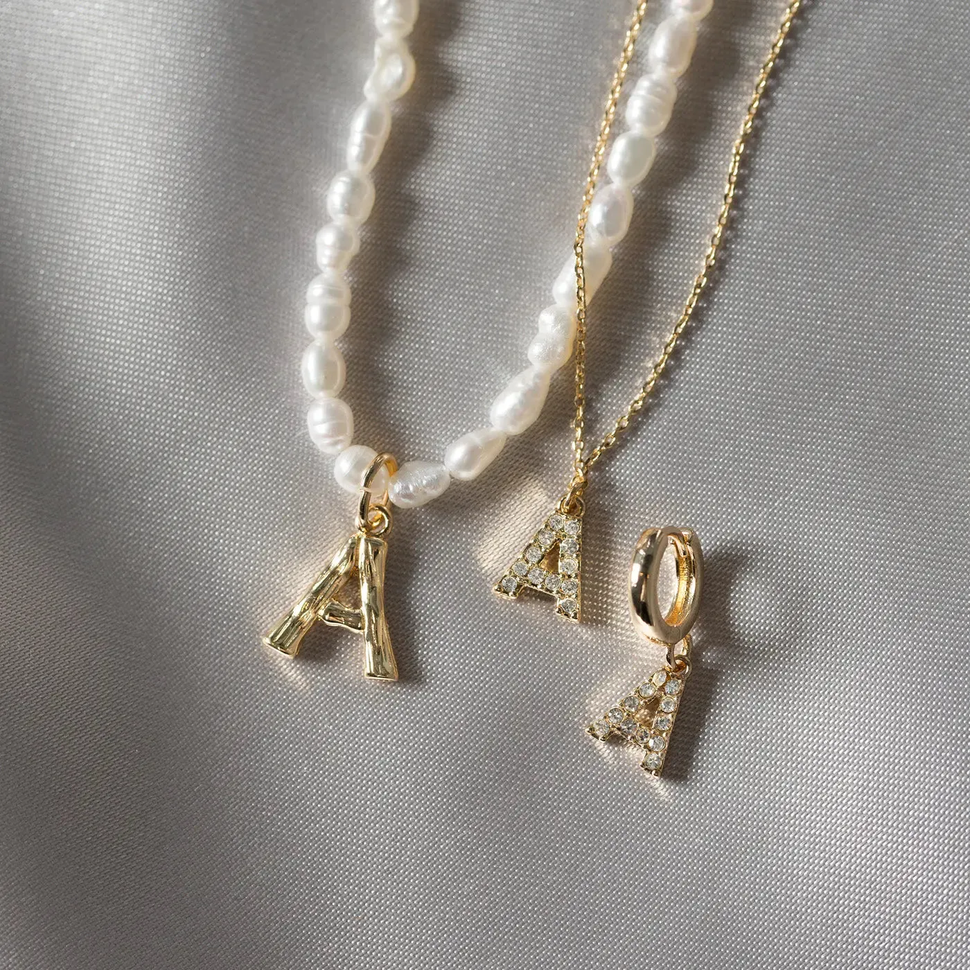 Pearl and Bamboo Letter Necklace