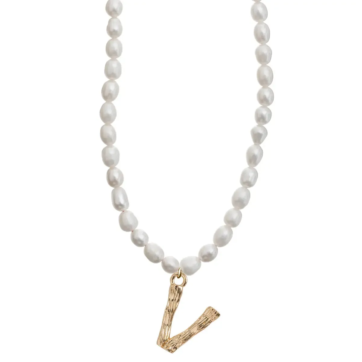 Pearl and Bamboo Letter Necklace