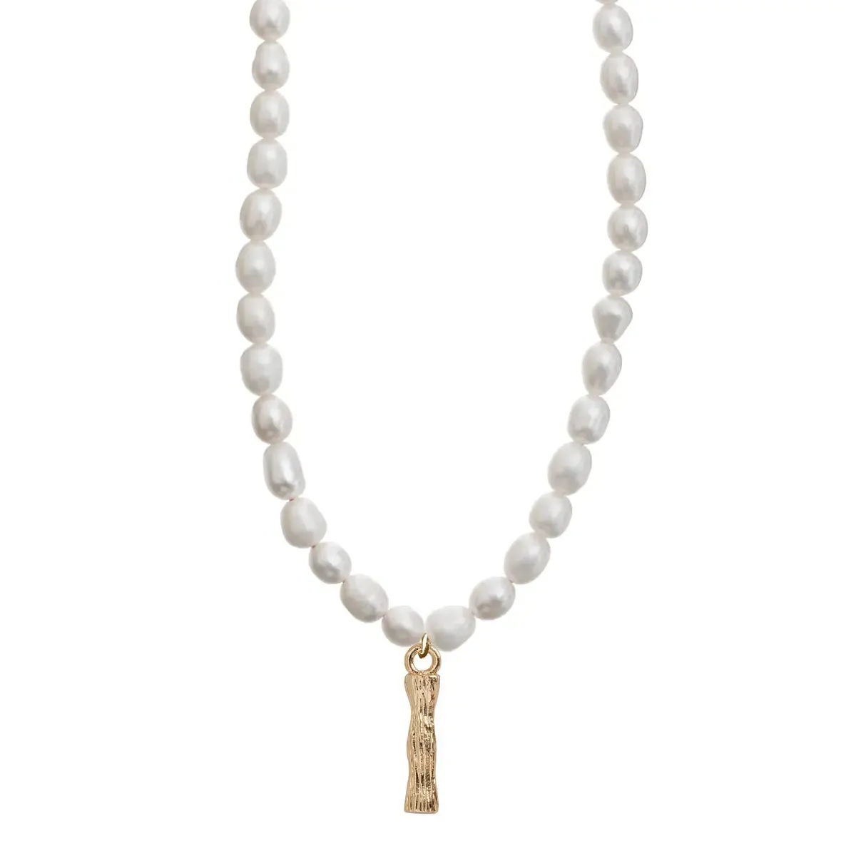 Pearl and Bamboo Letter Necklace