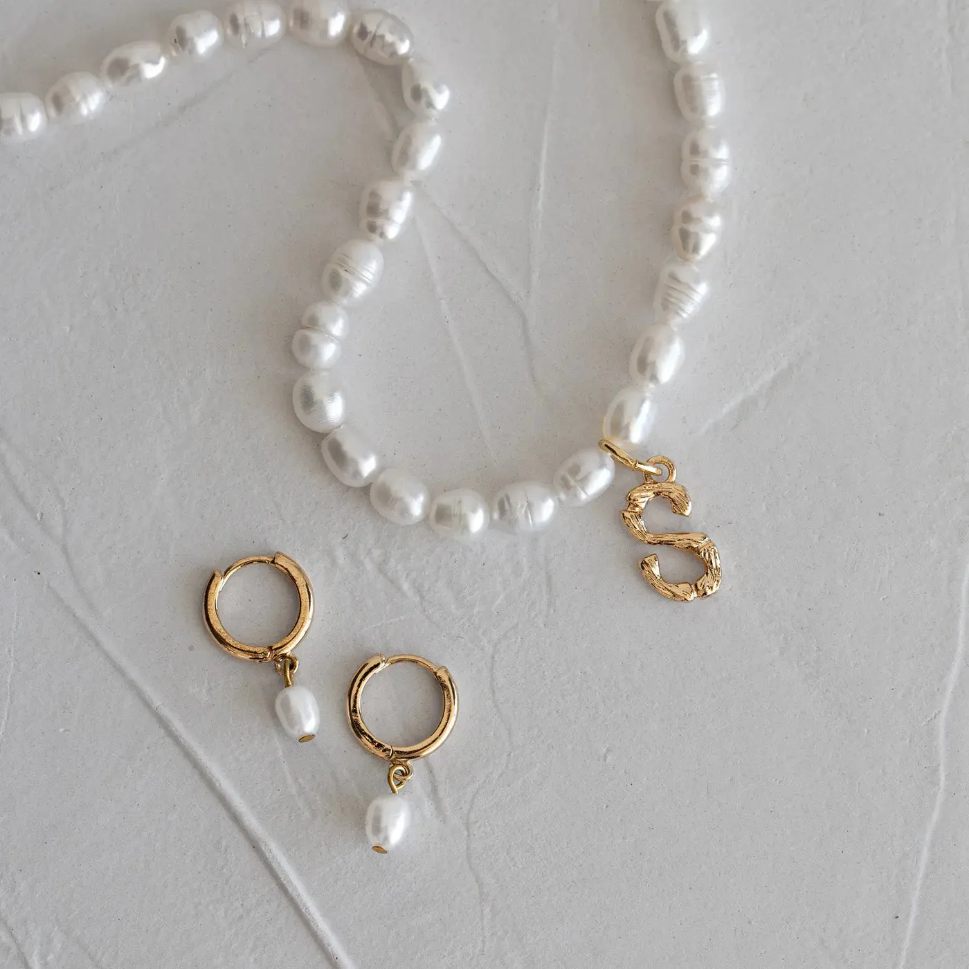 Pearl and Bamboo Letter Necklace