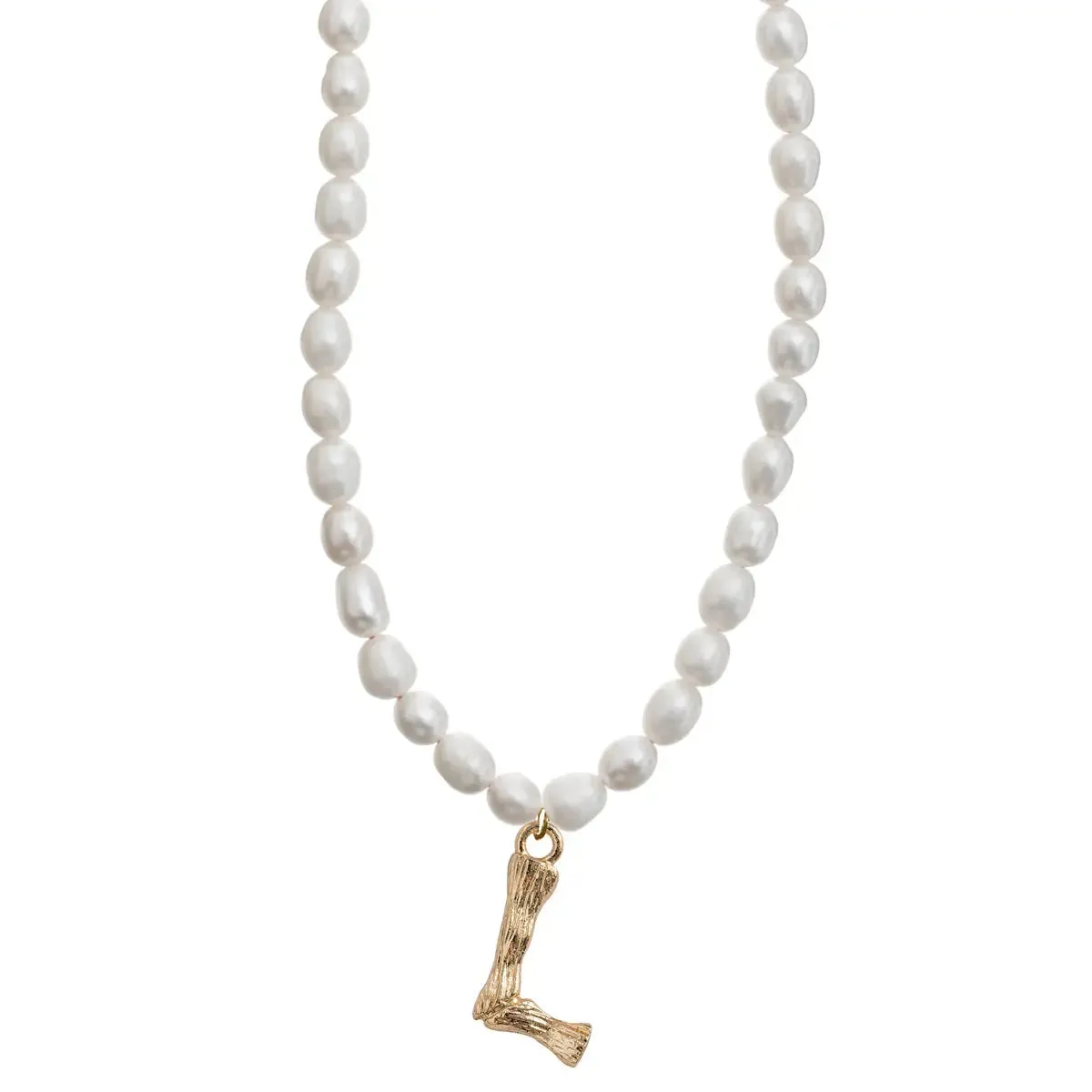 Pearl and Bamboo Letter Necklace