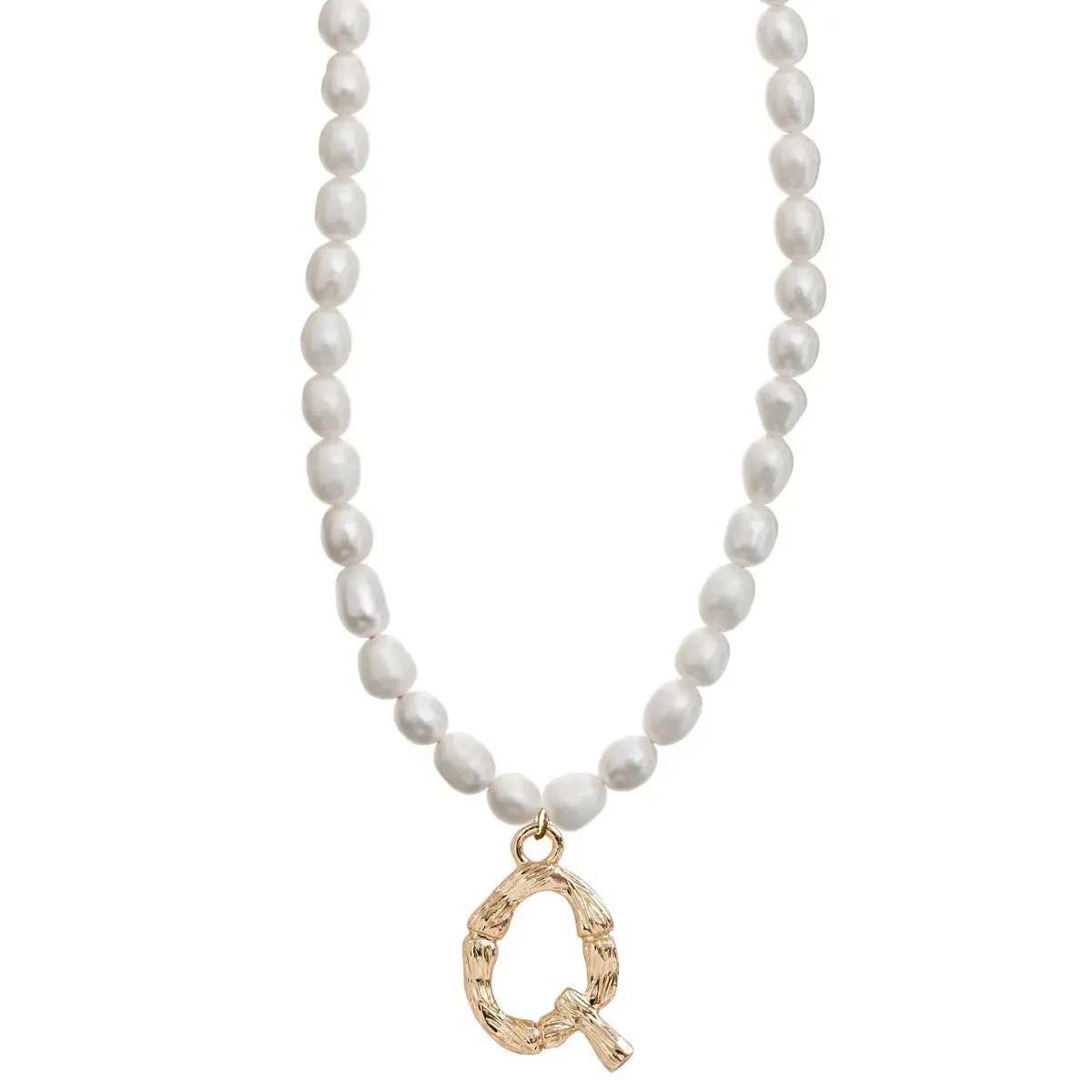 Pearl and Bamboo Letter Necklace