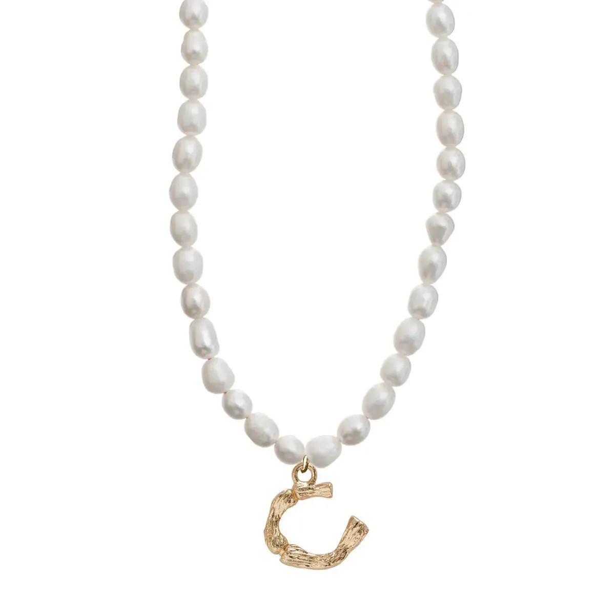 Pearl and Bamboo Letter Necklace