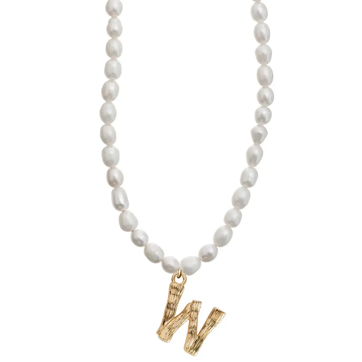 Pearl and Bamboo Letter Necklace