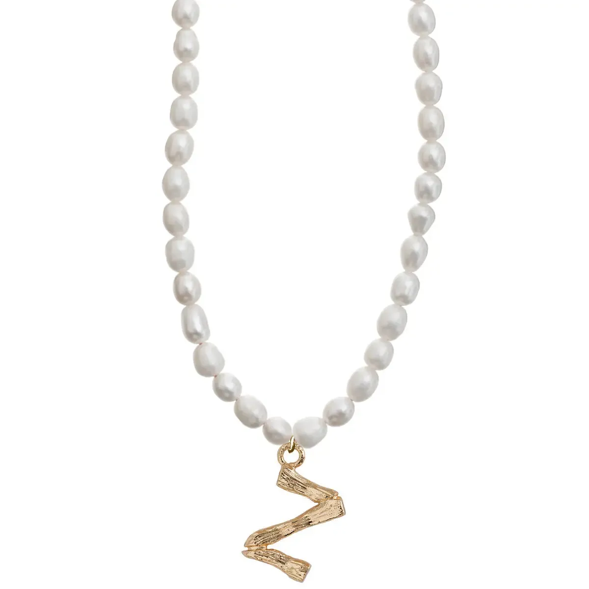 Pearl and Bamboo Letter Necklace
