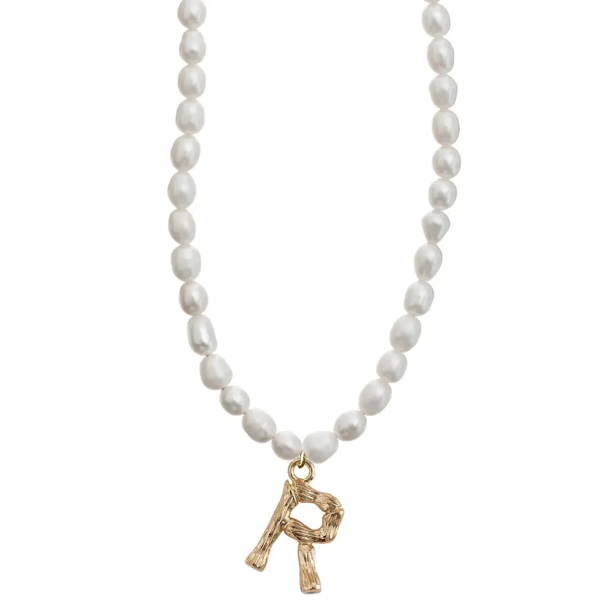 Pearl and Bamboo Letter Necklace