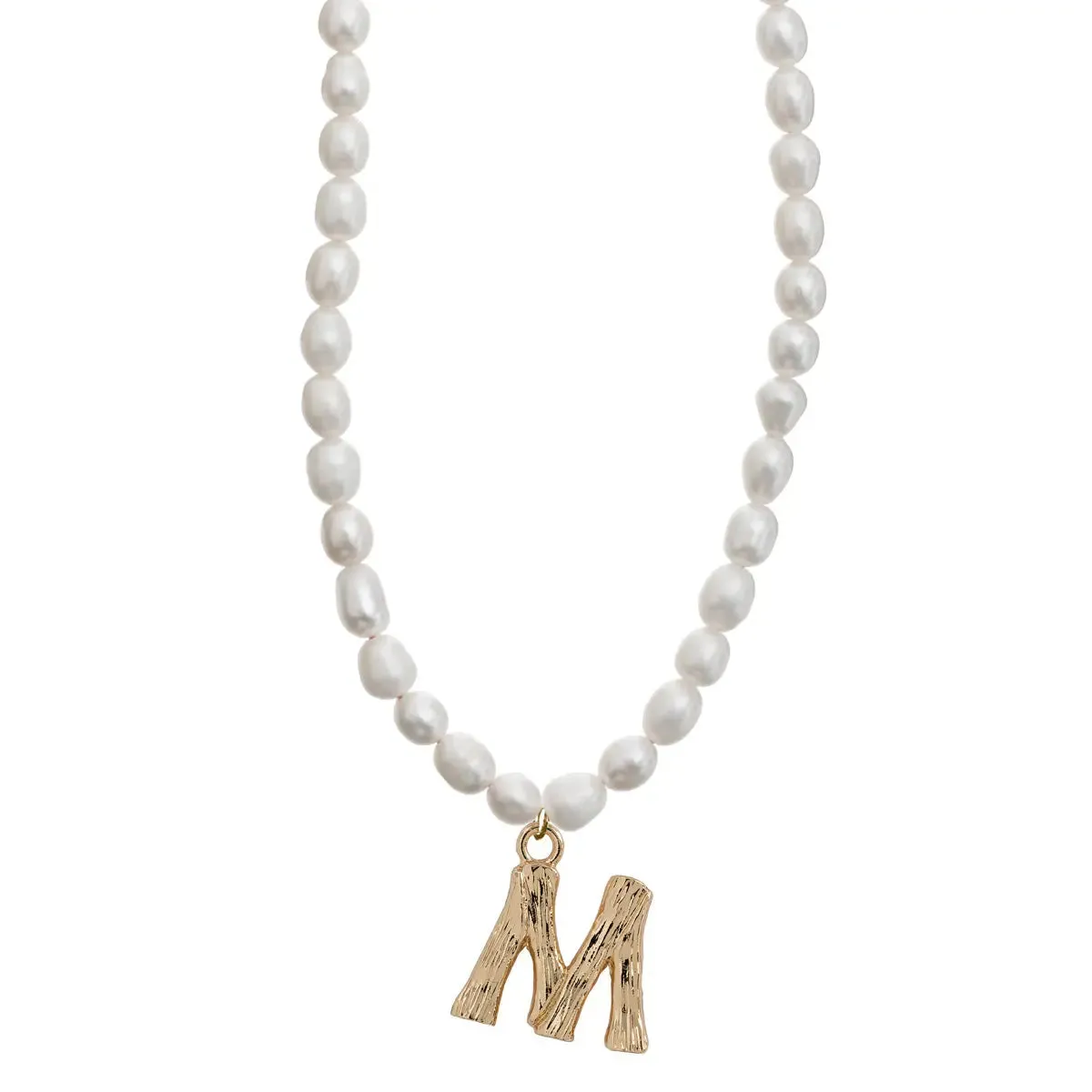 Pearl and Bamboo Letter Necklace