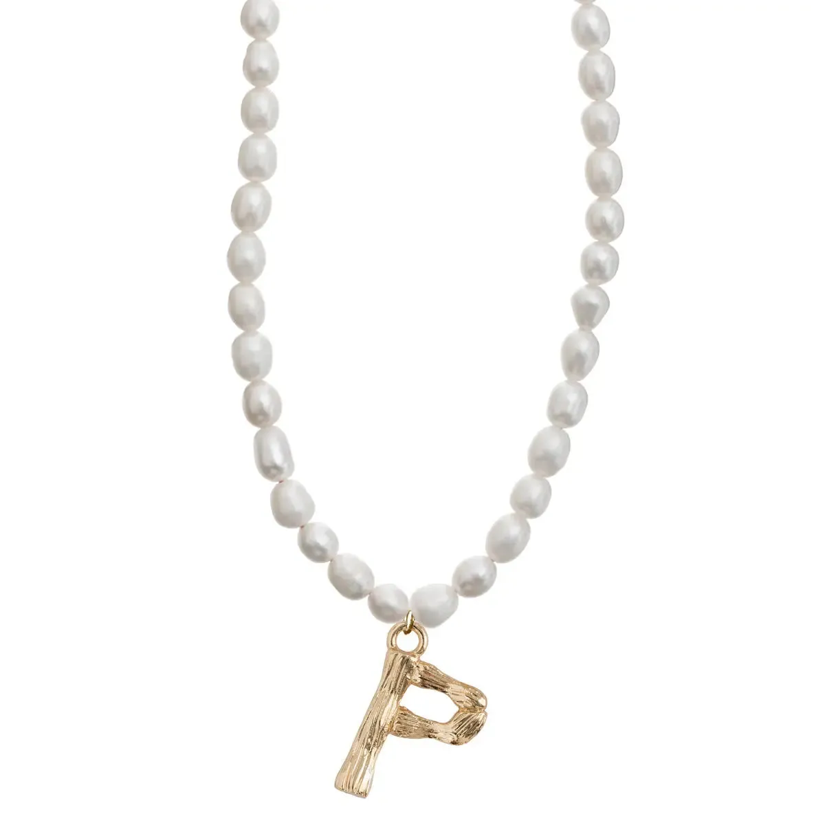Pearl and Bamboo Letter Necklace