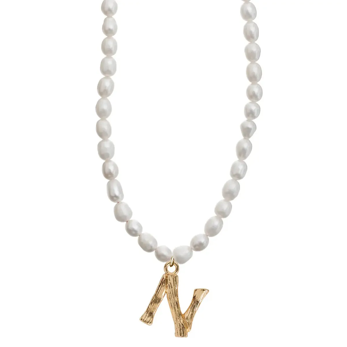 Pearl and Bamboo Letter Necklace