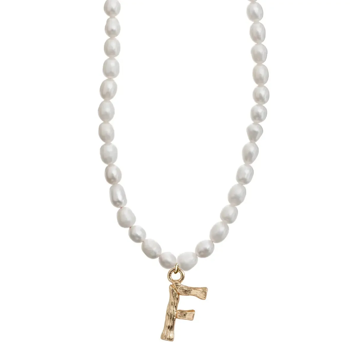 Pearl and Bamboo Letter Necklace