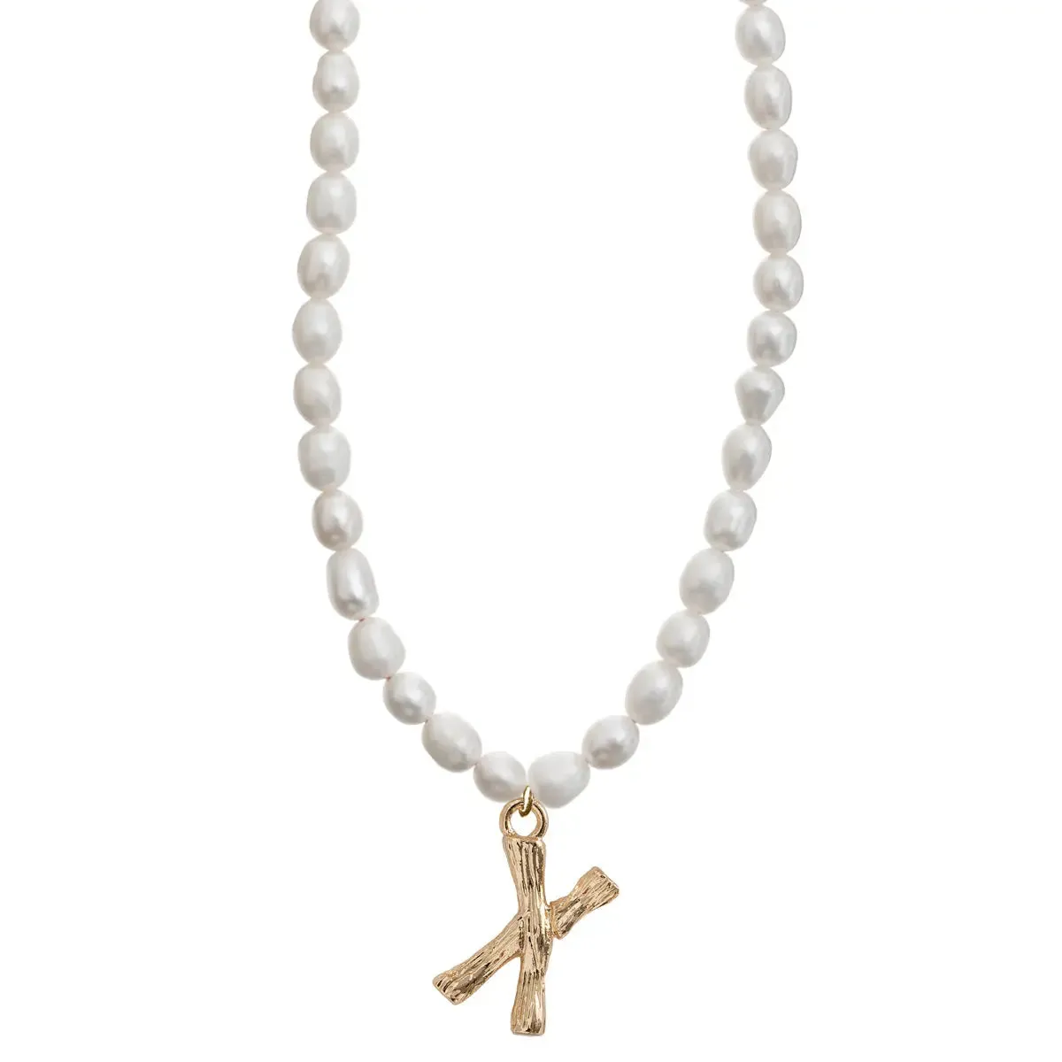 Pearl and Bamboo Letter Necklace