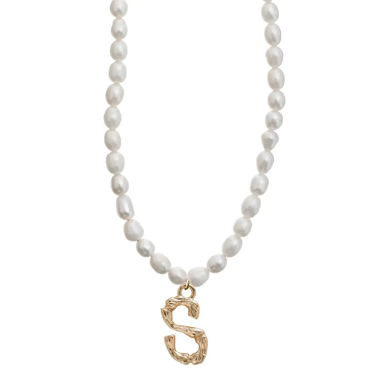 Pearl and Bamboo Letter Necklace