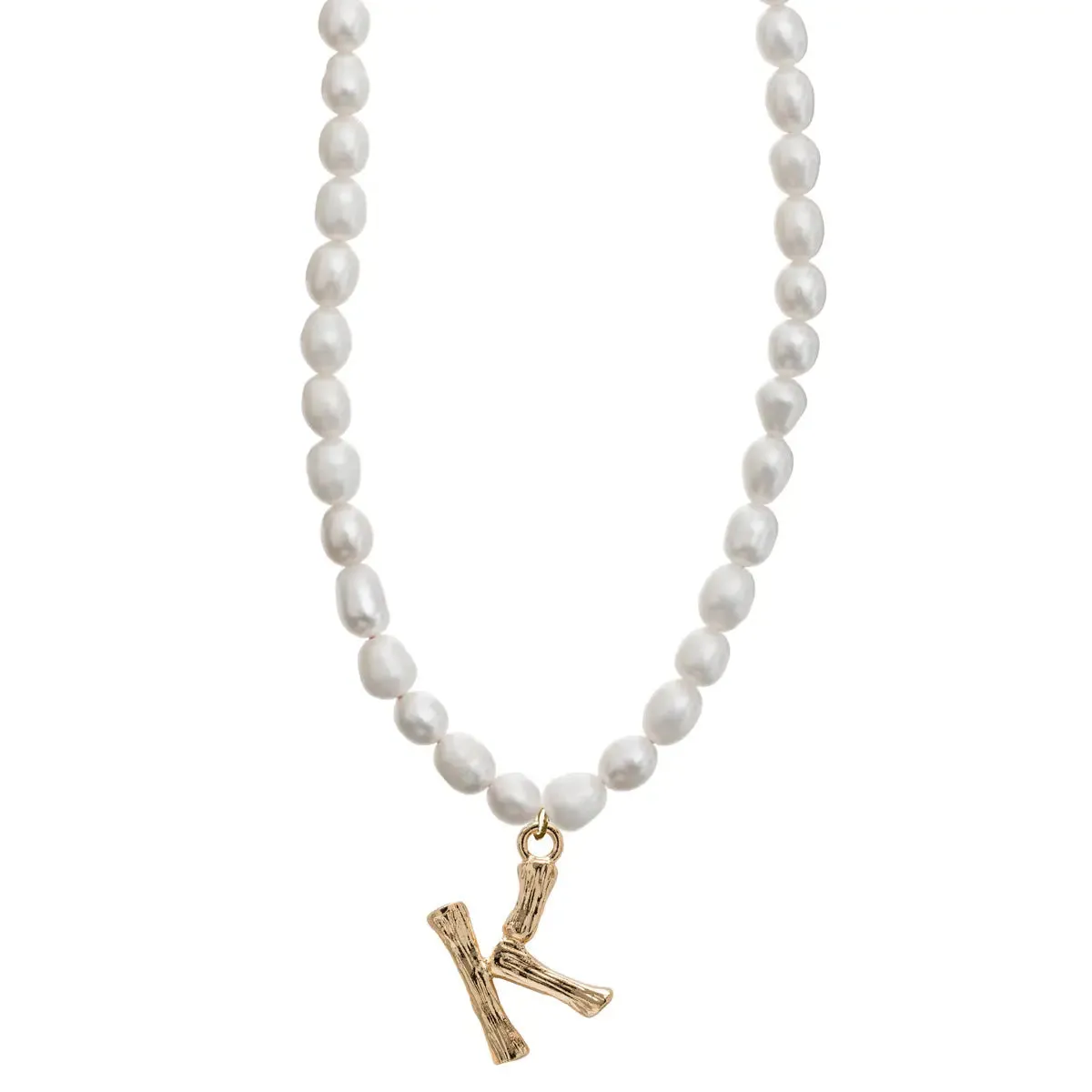 Pearl and Bamboo Letter Necklace