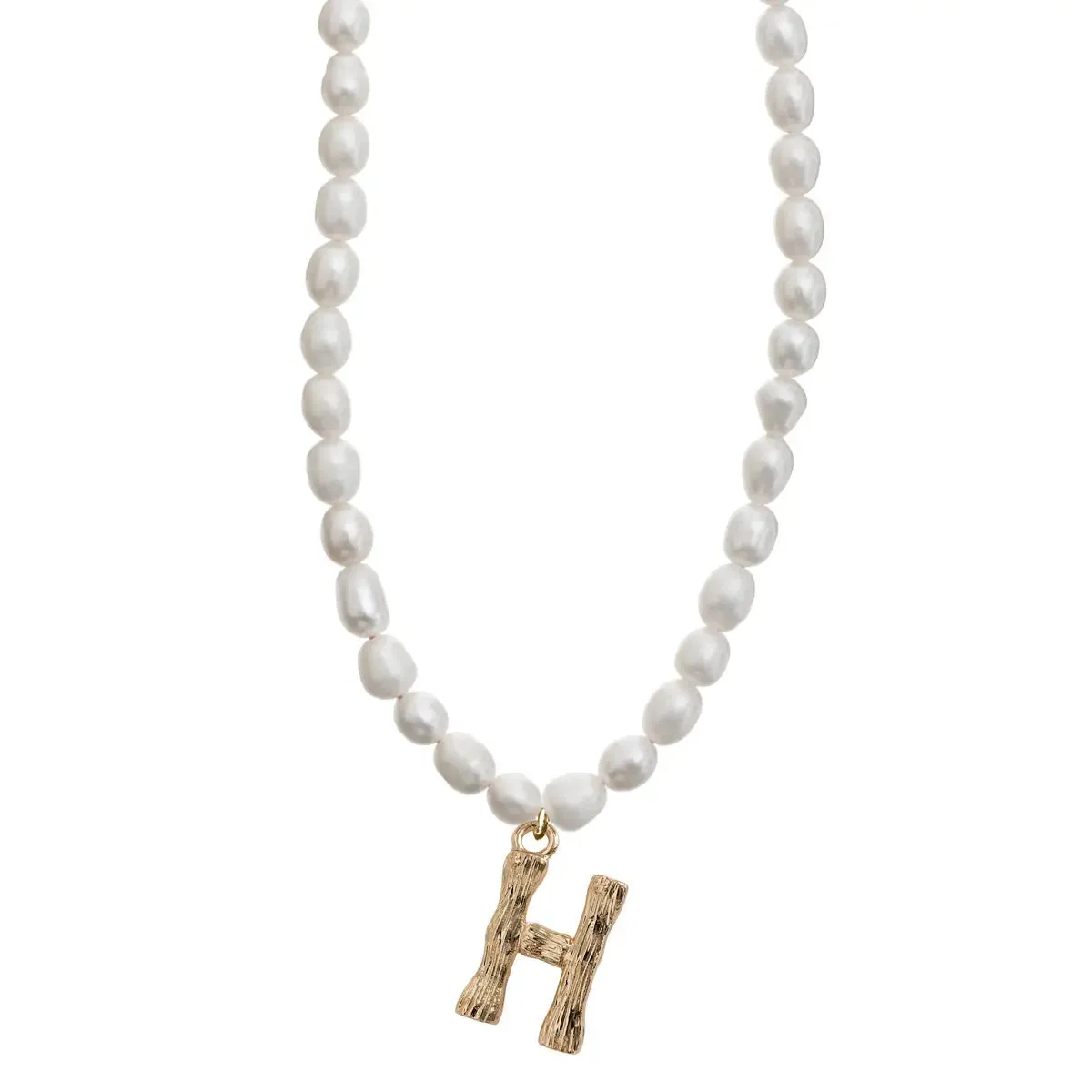 Pearl and Bamboo Letter Necklace