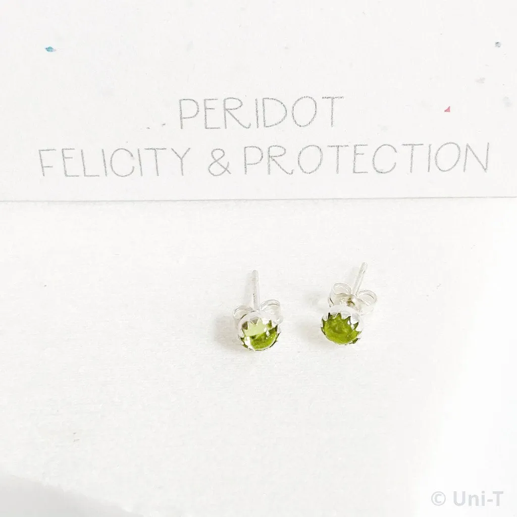 Peridot Stud Earrings, Birthday Gemstone - August