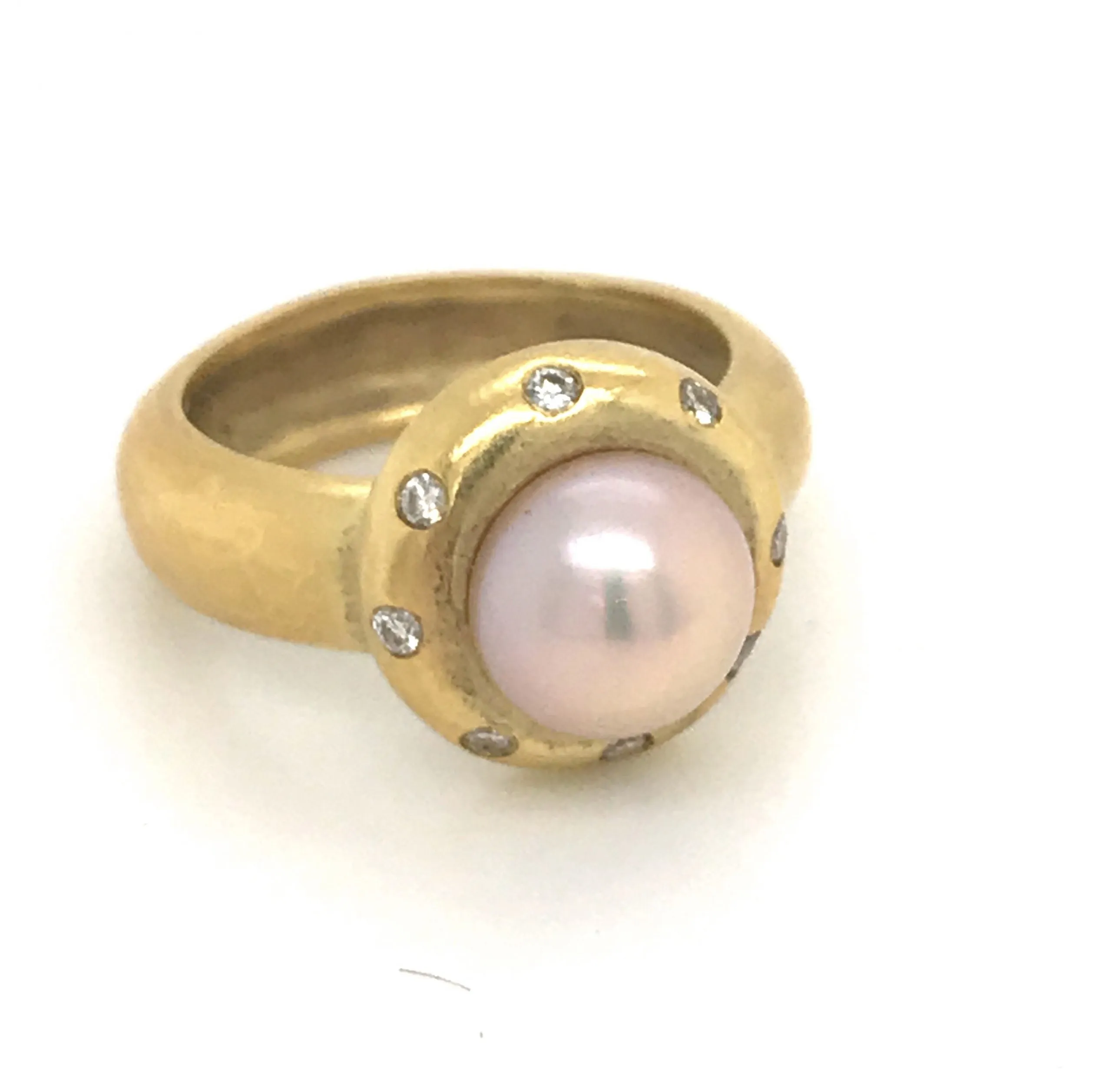 Pink Pearl   Diamond Stud Earrings