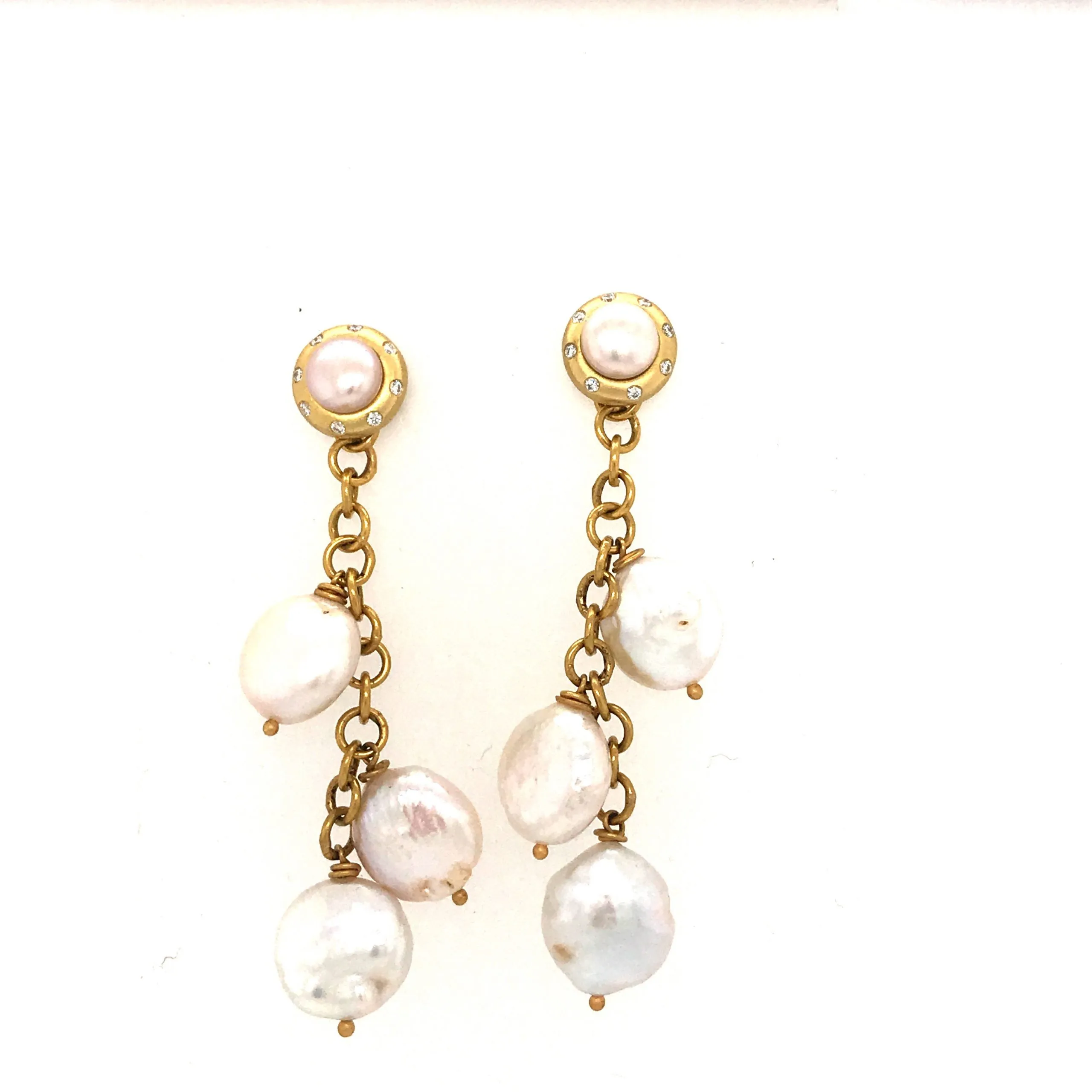 Pink Pearl   Diamond Stud Earrings
