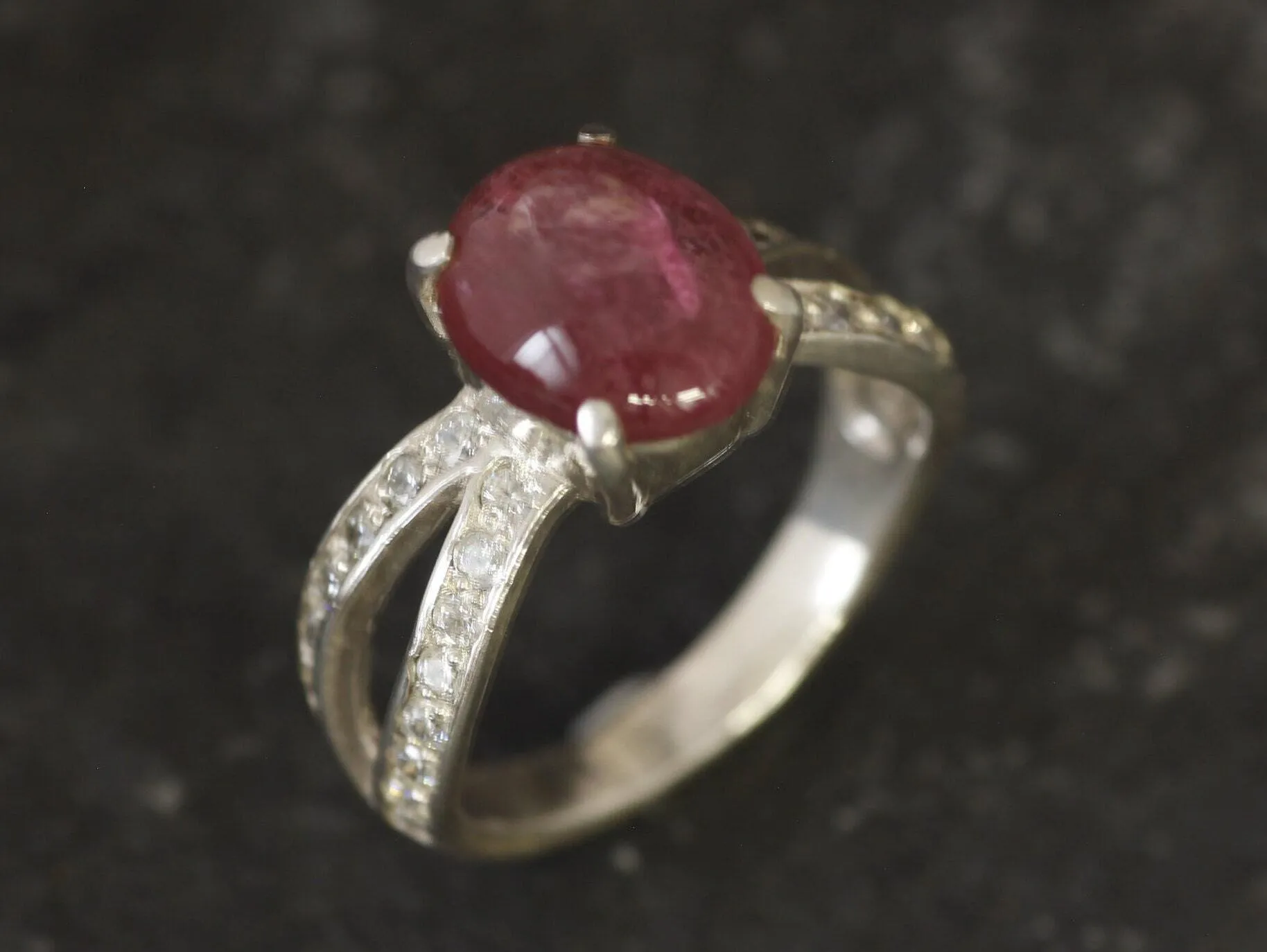 Pink Tourmaline Ring - October Birthstone Ring - Split Shank Ring
