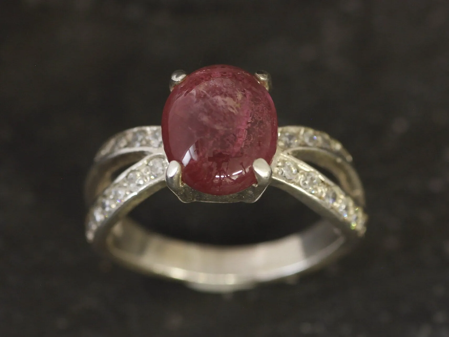 Pink Tourmaline Ring - October Birthstone Ring - Split Shank Ring