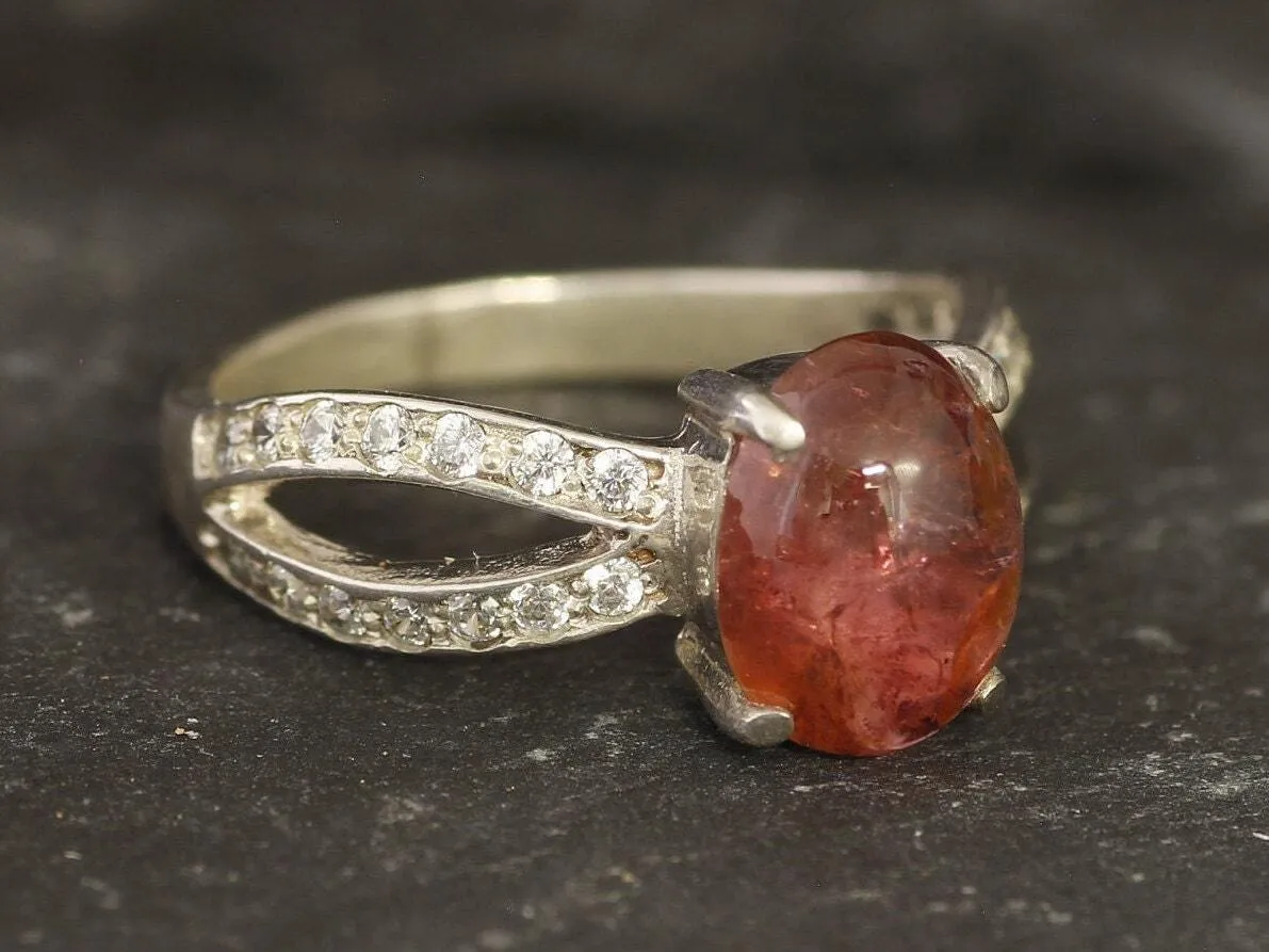 Pink Tourmaline Ring - October Birthstone Ring - Split Shank Ring
