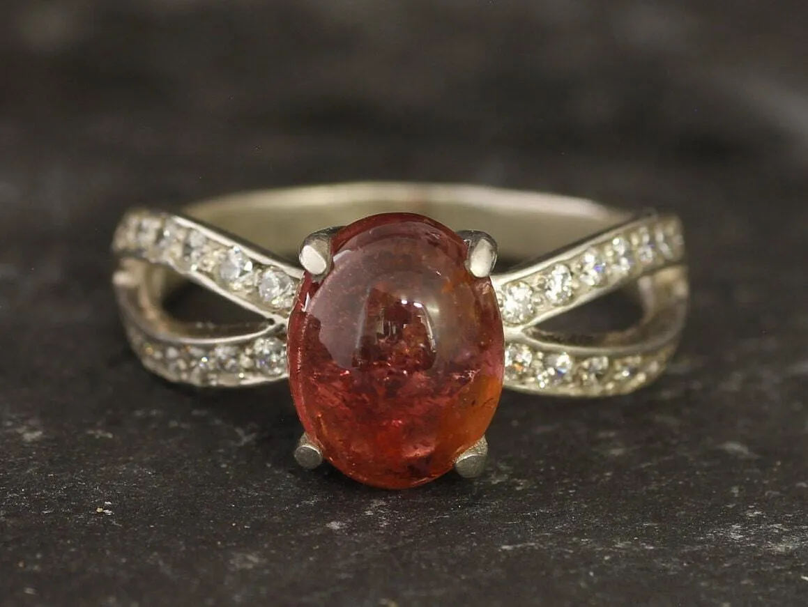 Pink Tourmaline Ring - October Birthstone Ring - Split Shank Ring