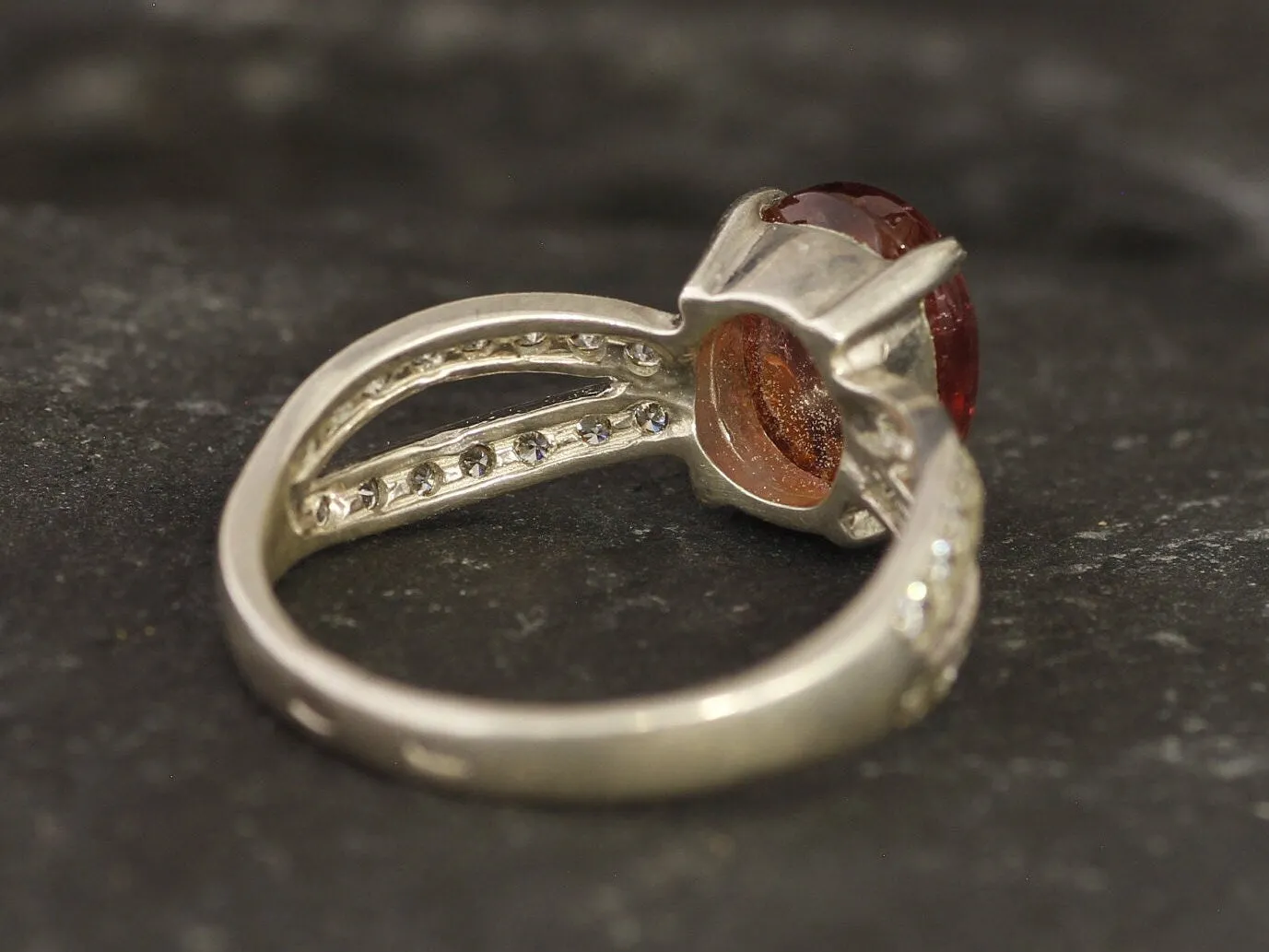 Pink Tourmaline Ring - October Birthstone Ring - Split Shank Ring