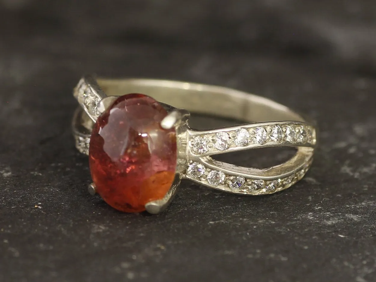 Pink Tourmaline Ring - October Birthstone Ring - Split Shank Ring