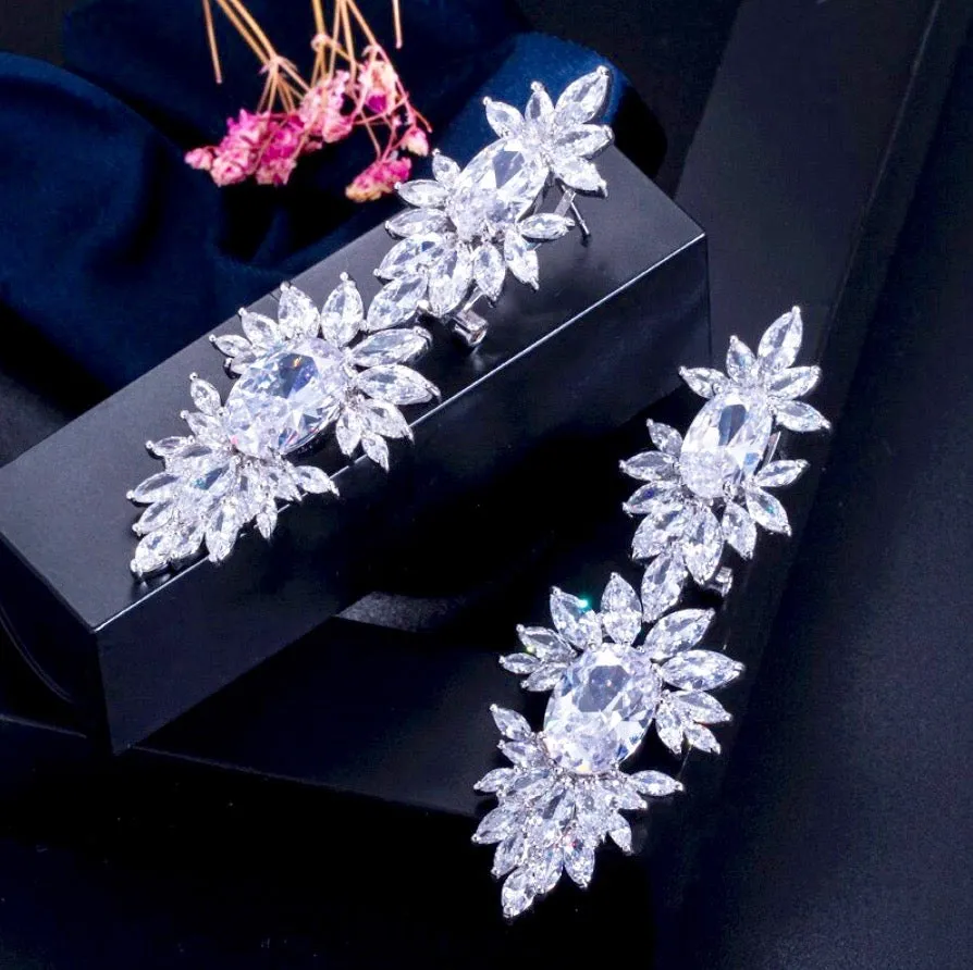 "Elysia" - Silver Cubic Zirconia Bridal Earrings