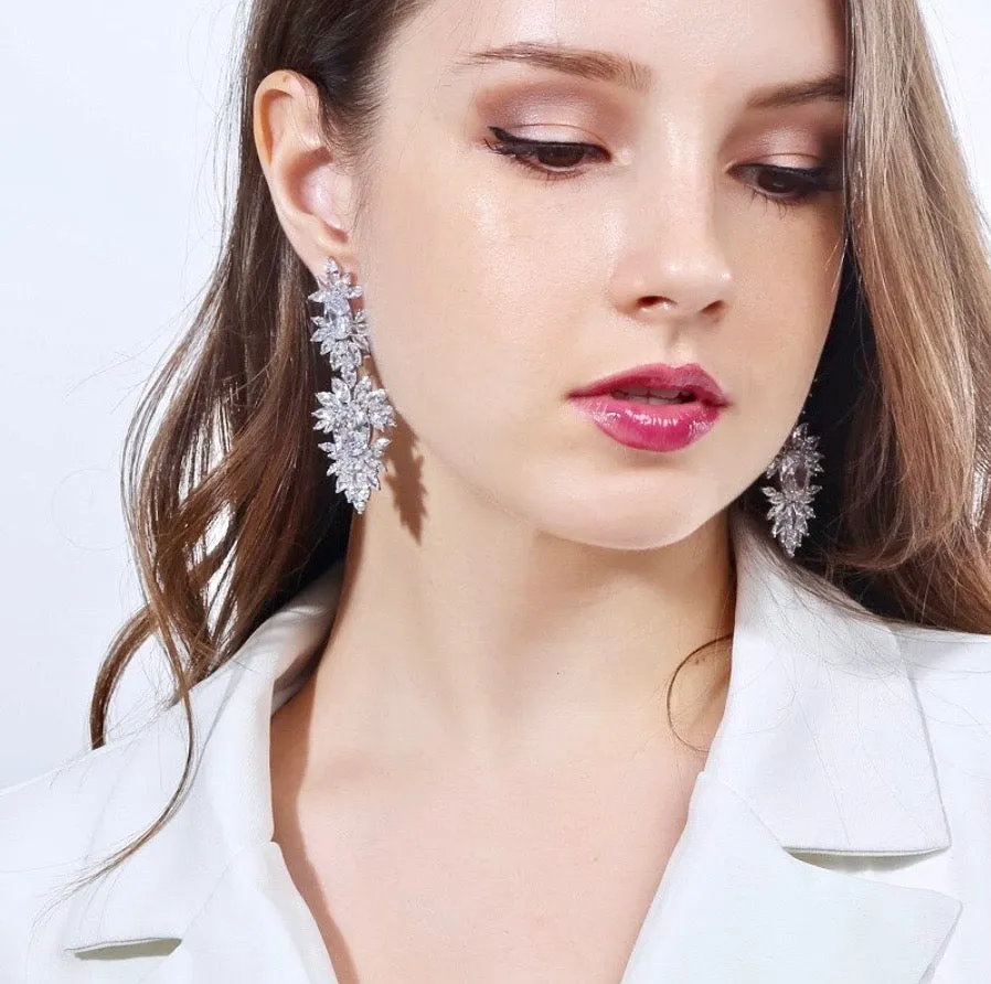 "Elysia" - Silver Cubic Zirconia Bridal Earrings