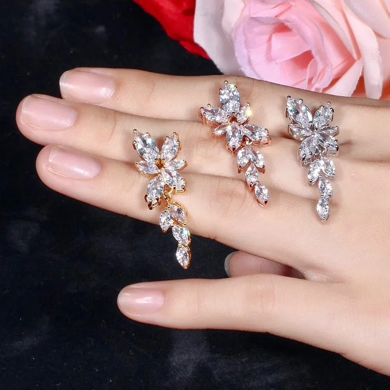 "Vivienne" - Cubic Zirconia Bridal Earrings - Available in Silver, Rose Gold and Yellow Gold