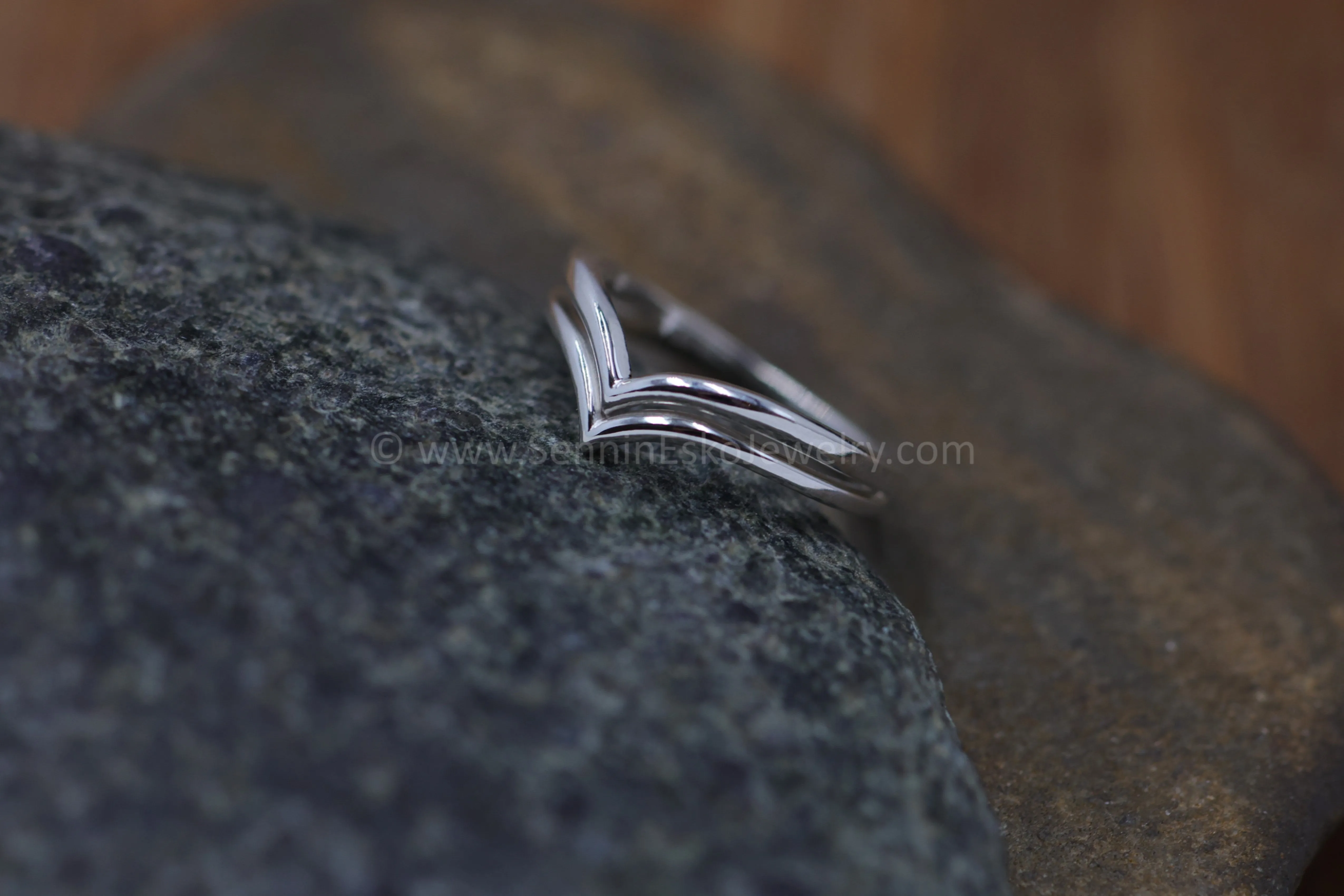 READY TO SHIP Double Chevron Ring, Size 7.5