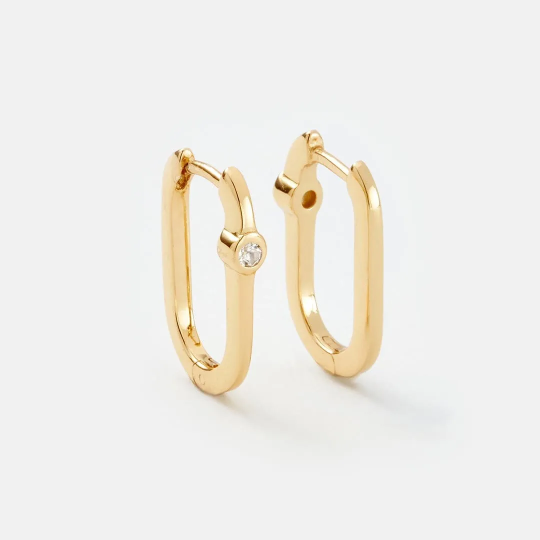 Reversible Midi Gold Hoop with White Topaz