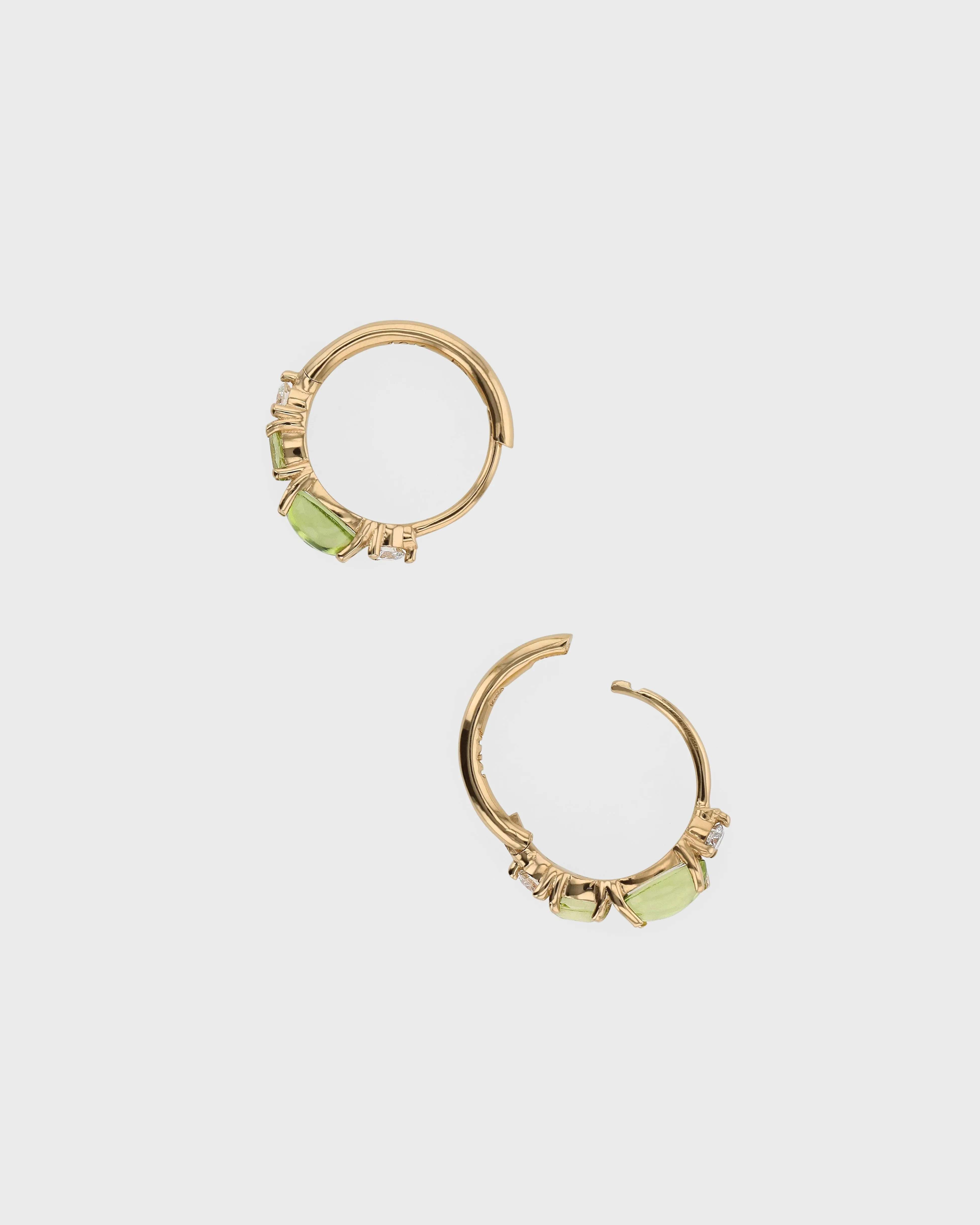 Sand Diamond Peridot Hoops