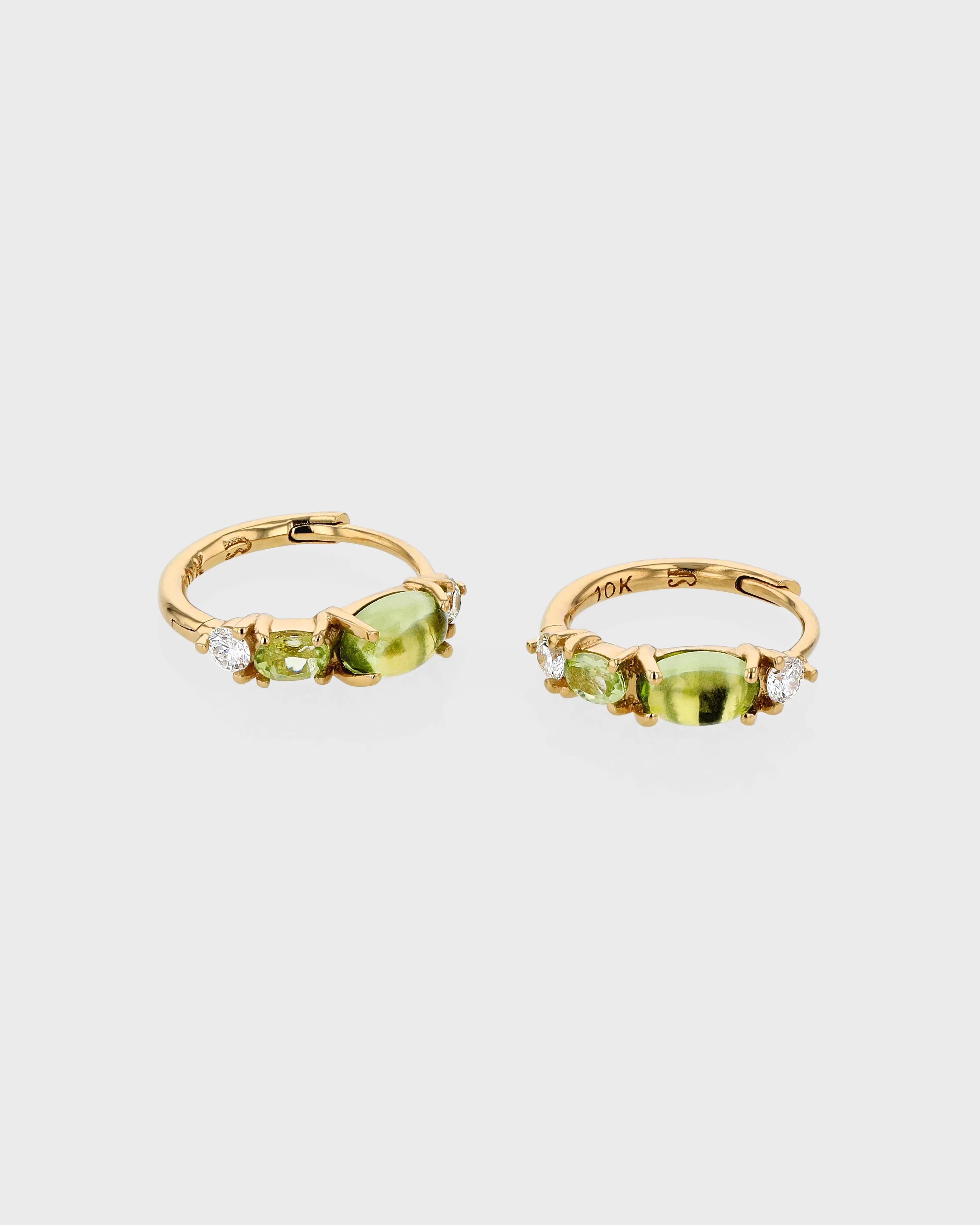 Sand Diamond Peridot Hoops