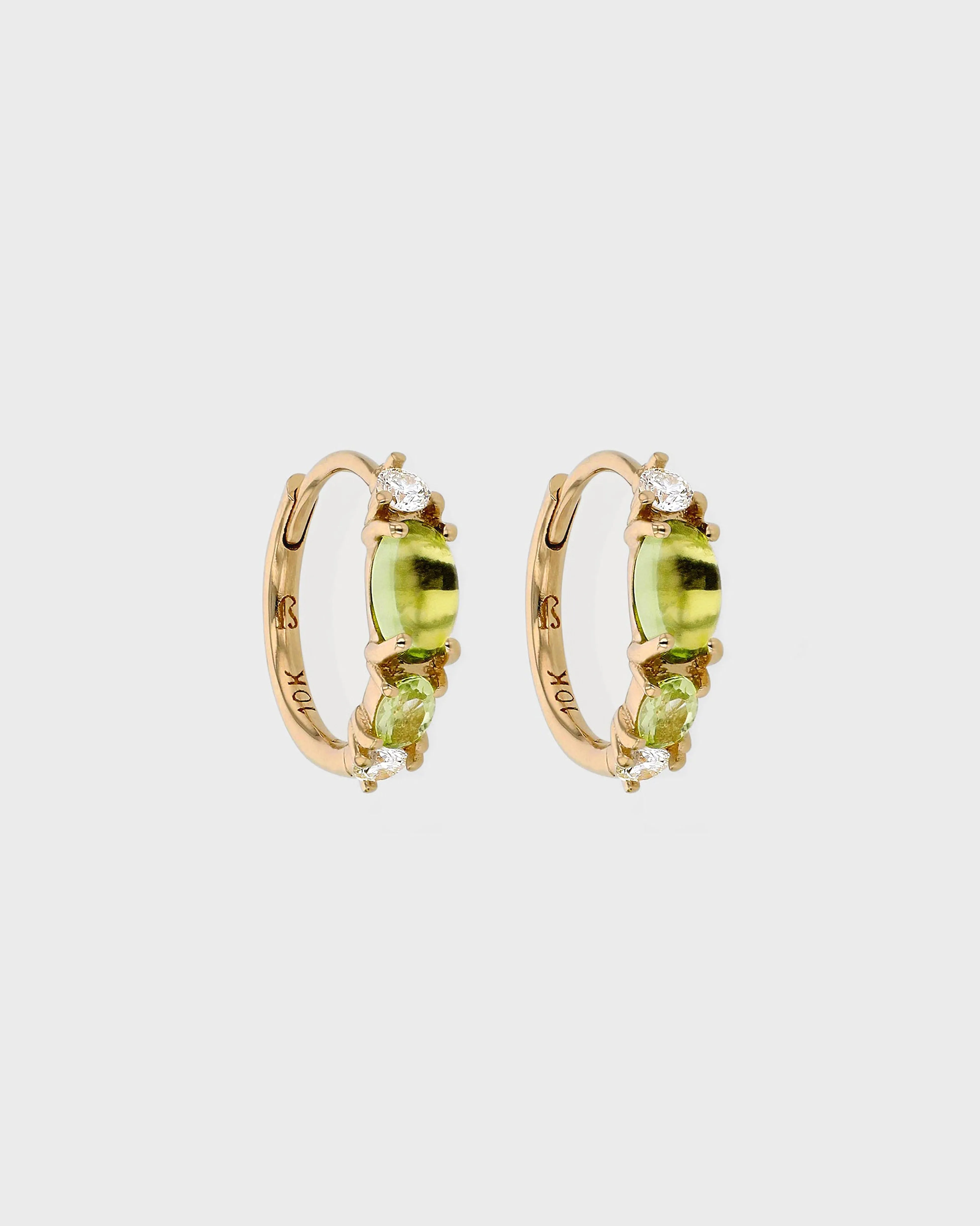 Sand Diamond Peridot Hoops