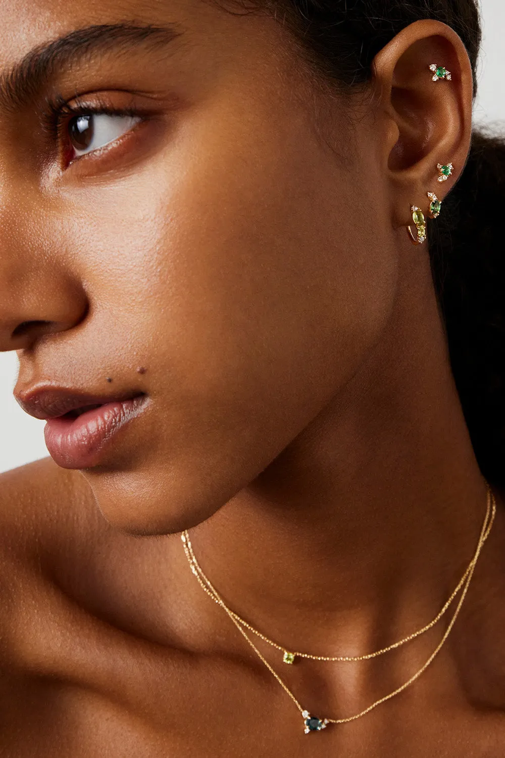 Sand Diamond Peridot Hoops
