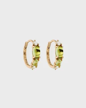 Sand Diamond Peridot Hoops