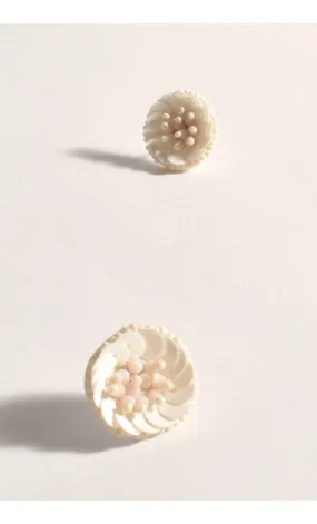 Sequin Flower Stud Earrings Cream
