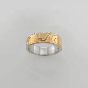 Silver 1/4" Band with Gold Bear
