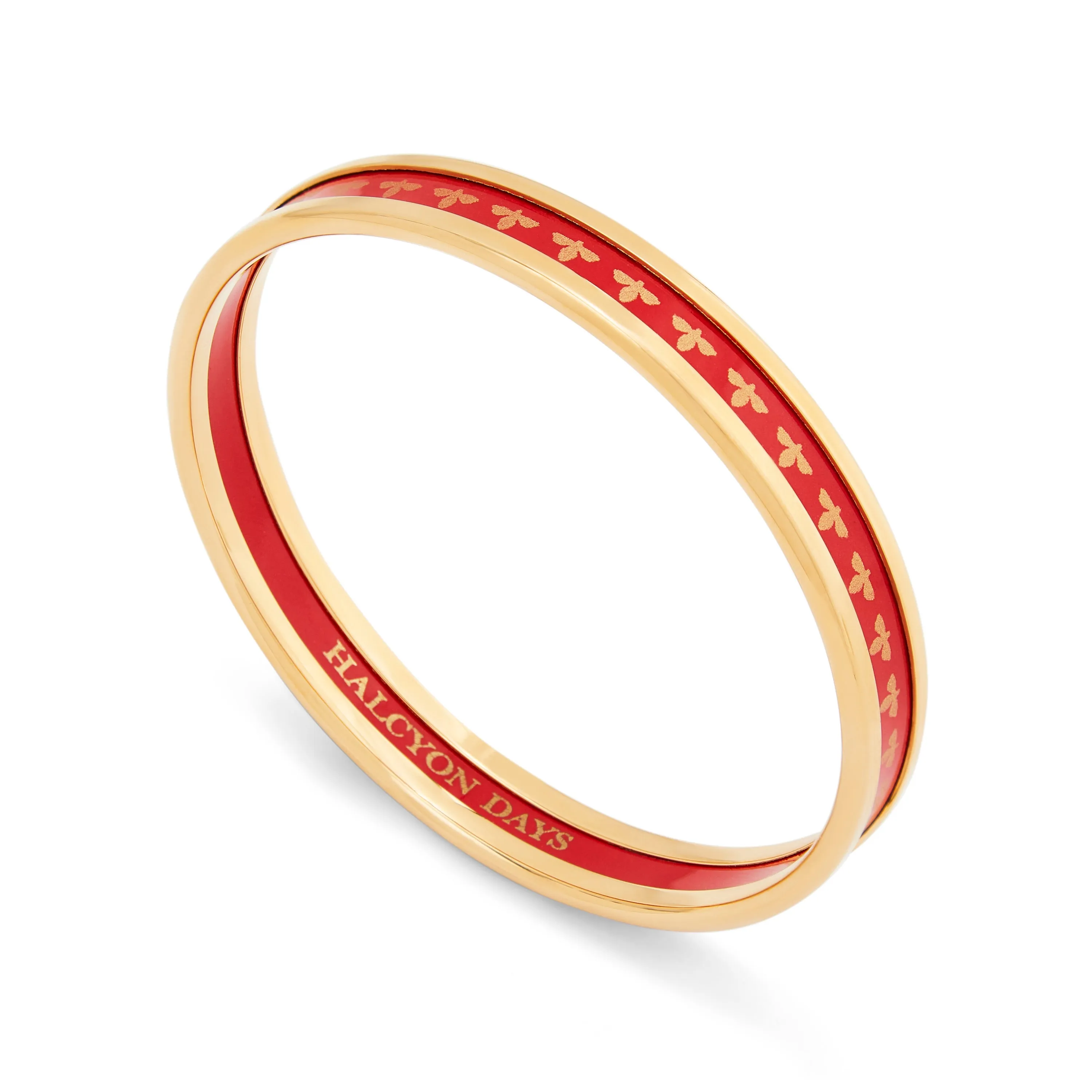 Skinny Bee Red & Gold Enamel Bangle