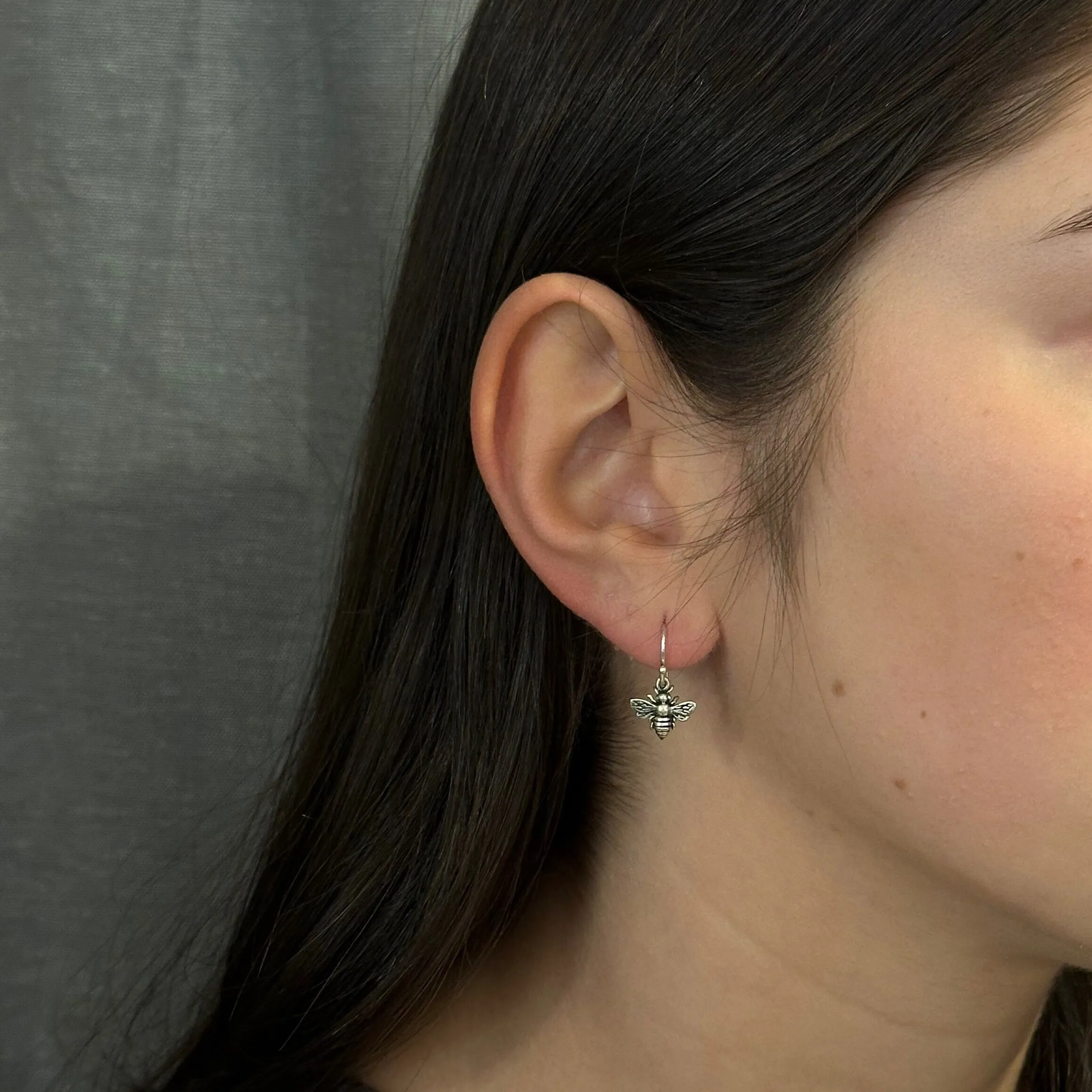 Small Sterling Bee Earrings
