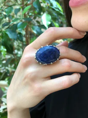 Sodalite Ring - Large Blue Ring - Vintage Statement Ring