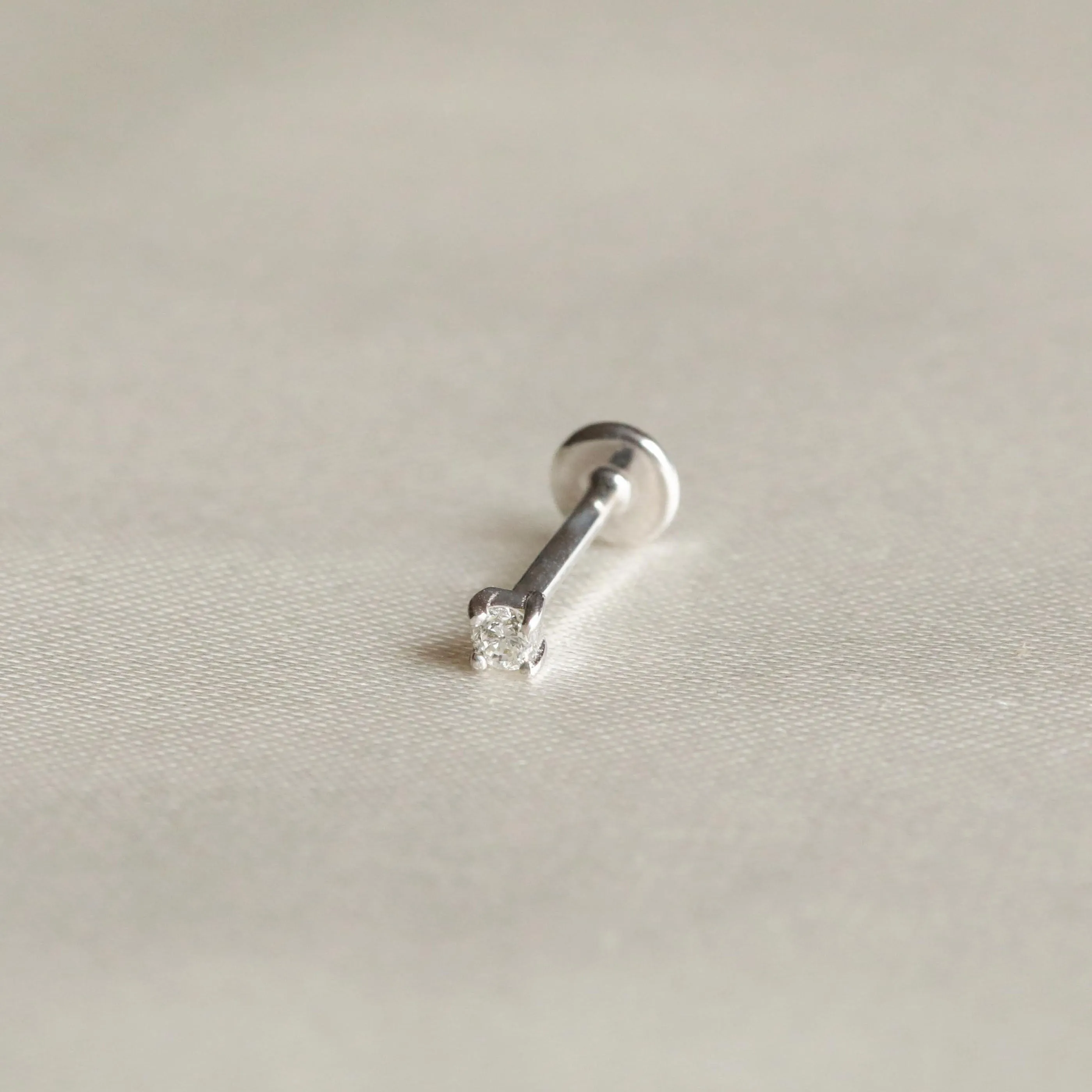 Solid White Gold Topaz Piercing Stud