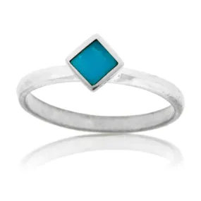 Square On Point Turquoise Inlay Ring