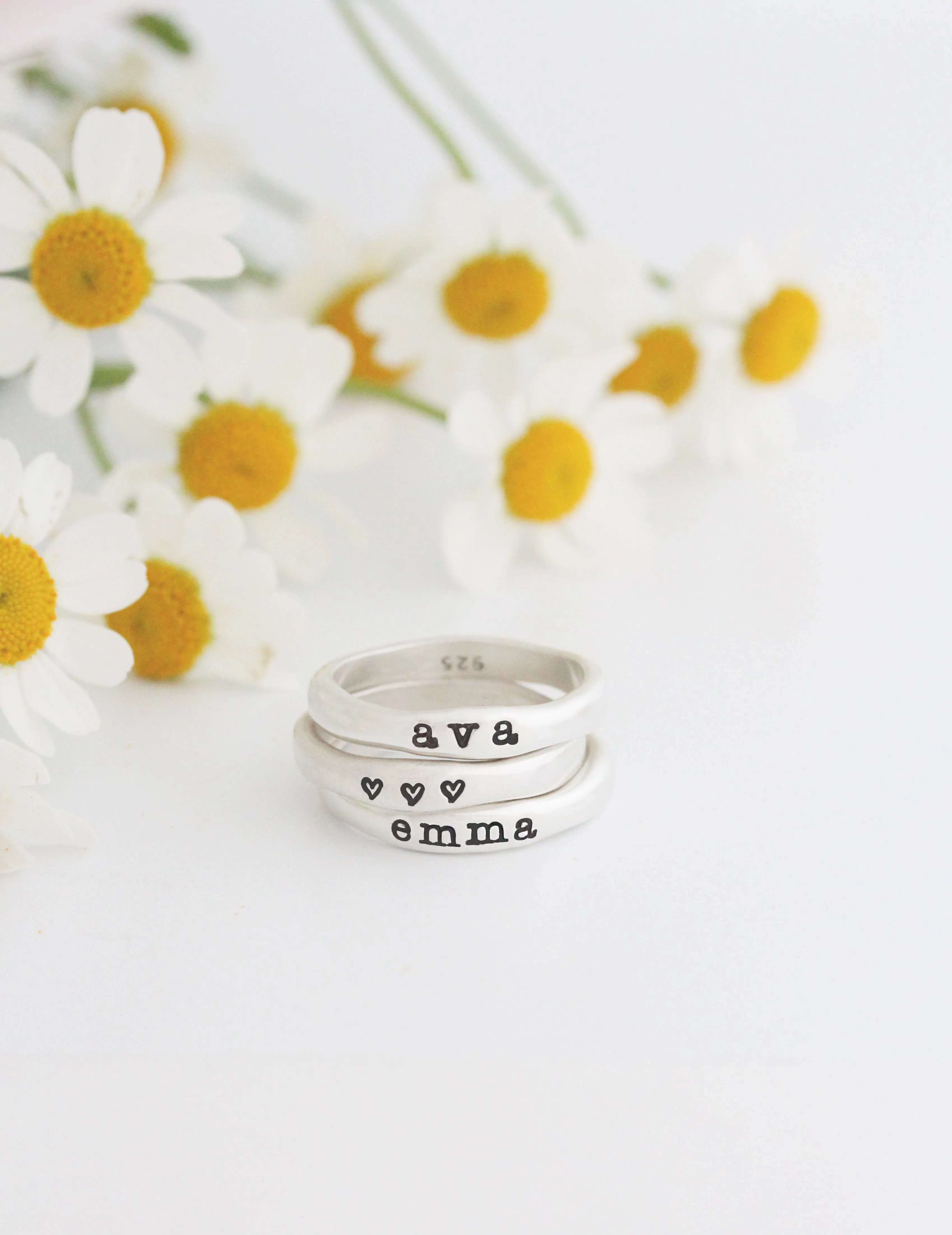 stacking name rings {sterling silver}